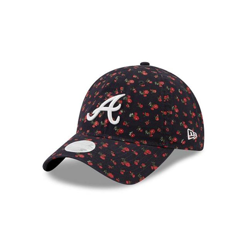 MLB Atlanta Braves Womens Floral 9Twenty Adjustable (AQF8557) - Blue New Era Caps